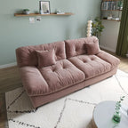 89  Modern Section Sofa with Arms Velvet Fabric Sofa For Living Room