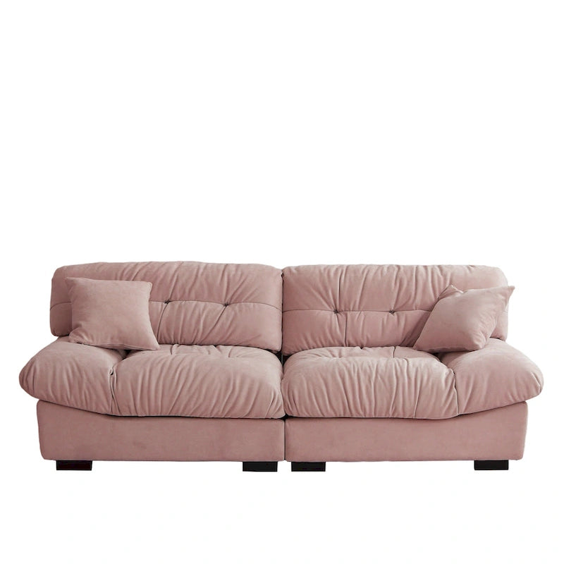 89  Modern Section Sofa with Arms Velvet Fabric Sofa For Living Room