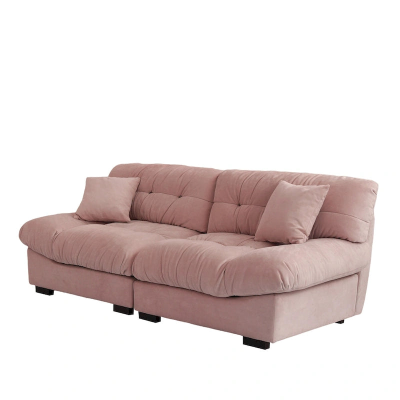 89  Modern Section Sofa with Arms Velvet Fabric Sofa For Living Room