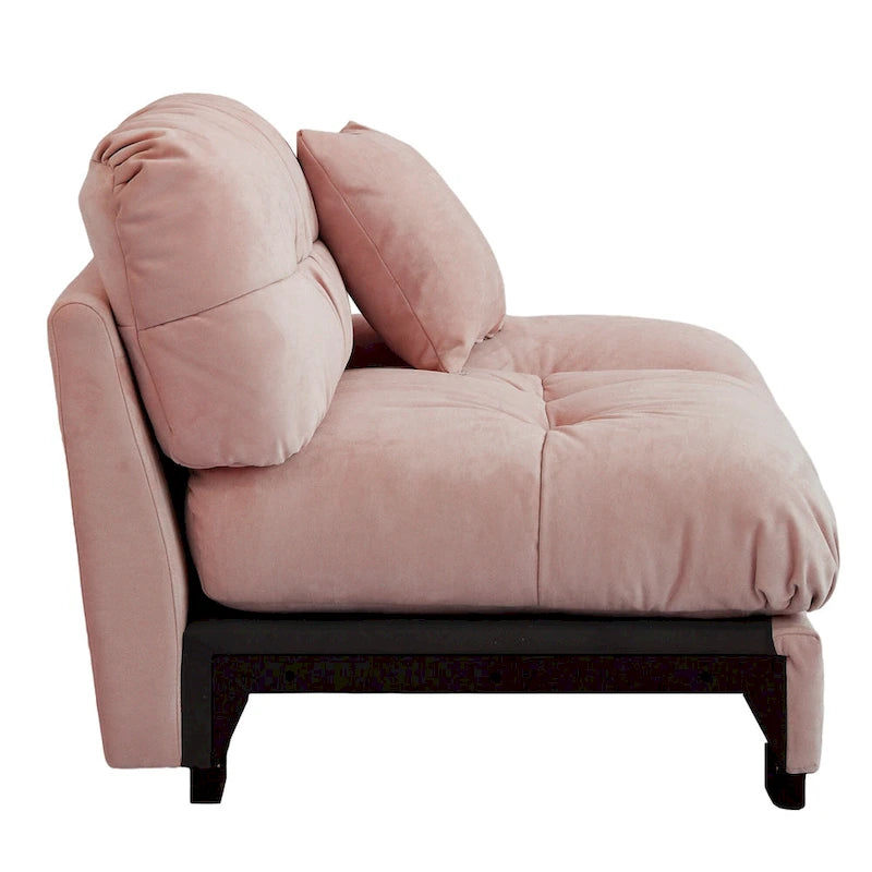 89  Modern Section Sofa with Arms Velvet Fabric Sofa For Living Room