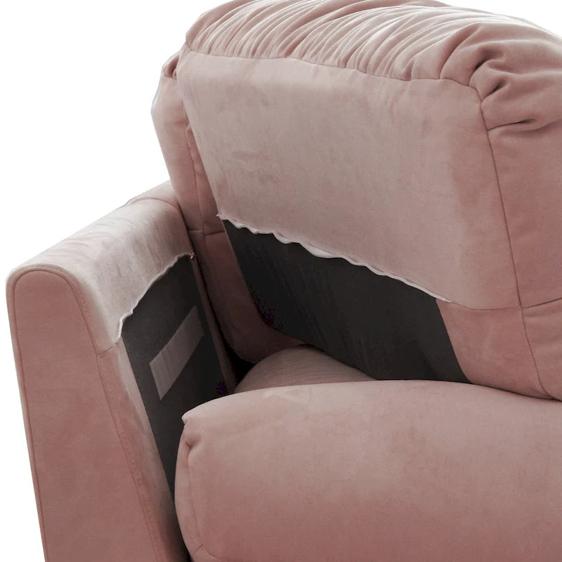 89  Modern Section Sofa with Arms Velvet Fabric Sofa For Living Room