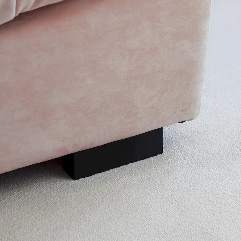 89  Modern Section Sofa with Arms Velvet Fabric Sofa For Living Room