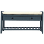 Modern Multipurpose Entryway Storage Bench With Upholstered Seat and Drawers