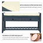 Modern Multipurpose Entryway Storage Bench With Upholstered Seat and Drawers