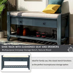 Modern Multipurpose Entryway Storage Bench With Upholstered Seat and Drawers