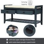 Modern Multipurpose Entryway Storage Bench With Upholstered Seat and Drawers