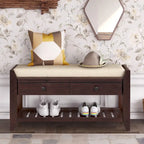Modern Multipurpose Entryway Storage Bench With Upholstered Seat and Drawers