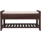 Modern Multipurpose Entryway Storage Bench With Upholstered Seat and Drawers