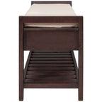 Modern Multipurpose Entryway Storage Bench With Upholstered Seat and Drawers
