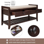 Modern Multipurpose Entryway Storage Bench With Upholstered Seat and Drawers
