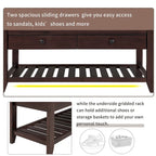 Modern Multipurpose Entryway Storage Bench With Upholstered Seat and Drawers