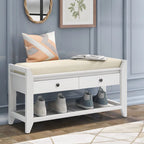 Modern Multipurpose Entryway Storage Bench With Upholstered Seat and Drawers