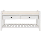 Modern Multipurpose Entryway Storage Bench With Upholstered Seat and Drawers