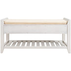 Modern Multipurpose Entryway Storage Bench With Upholstered Seat and Drawers