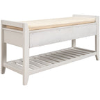 Modern Multipurpose Entryway Storage Bench With Upholstered Seat and Drawers