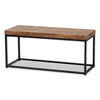 Bardot Modern Industrial Wood and Metal Accent Bench-Walnut Brown