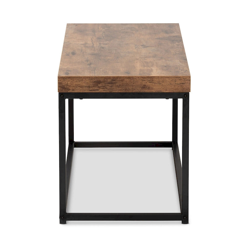 Bardot Modern Industrial Wood and Metal Accent Bench-Walnut Brown