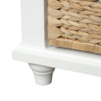 Storage Bench with Drawers and Rattan Baskets Entryway Shoe Bench