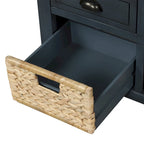 Storage Bench with Drawers and Rattan Baskets Entryway Shoe Bench