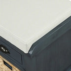 Storage Bench with Drawers and Rattan Baskets Entryway Shoe Bench