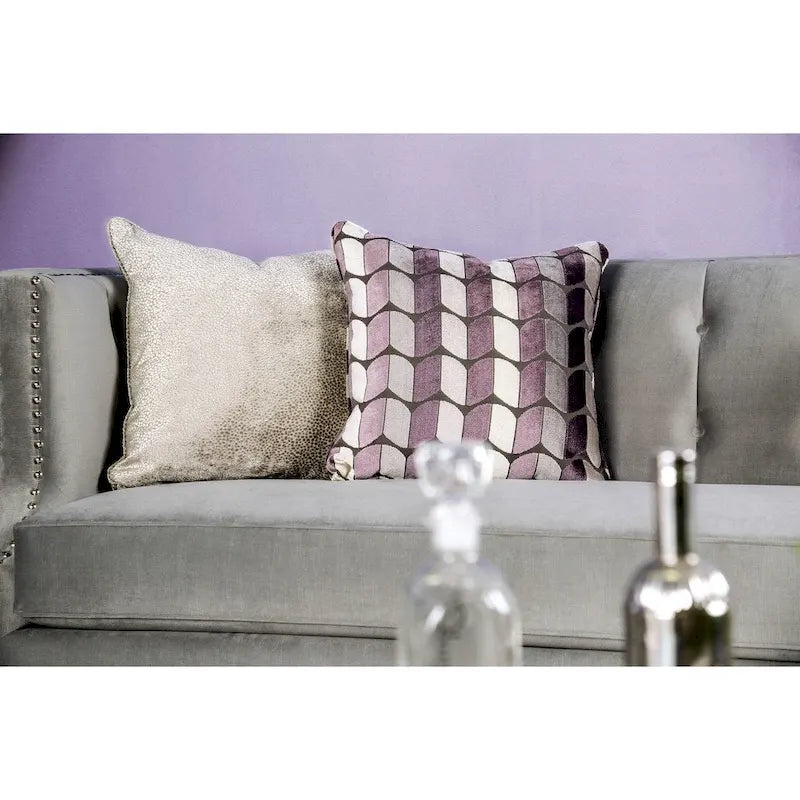 Nall Transitional Fabric Upholstered Tufted Back Tuxedo Arms Sofa by Furniture of America