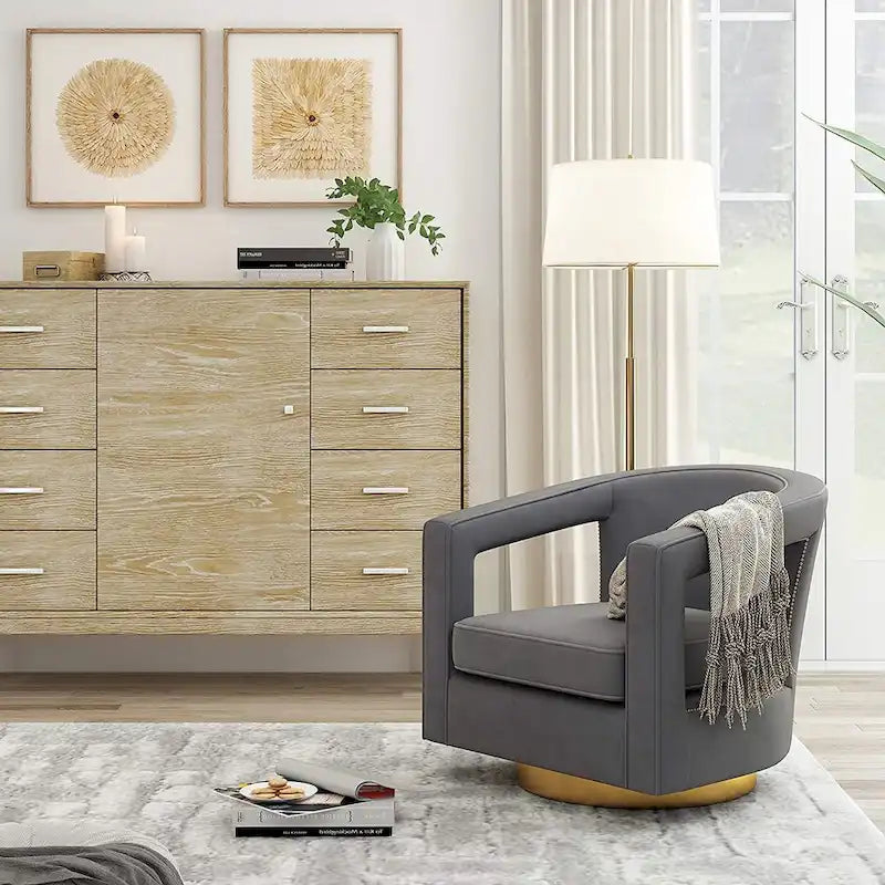 Stark Modern Velvet Swivel Accent Chair