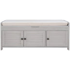 Merax 3 Shutter-shaped Doors Storage Bench with Removable Cushion
