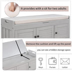 Merax 3 Shutter-shaped Doors Storage Bench with Removable Cushion