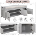 Merax 3 Shutter-shaped Doors Storage Bench with Removable Cushion