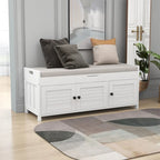 Merax 3 Shutter-shaped Doors Storage Bench with Removable Cushion