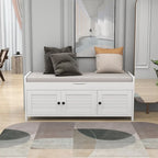 Merax 3 Shutter-shaped Doors Storage Bench with Removable Cushion