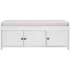 Merax 3 Shutter-shaped Doors Storage Bench with Removable Cushion