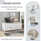 Merax 3 Shutter-shaped Doors Storage Bench with Removable Cushion