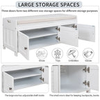 Merax 3 Shutter-shaped Doors Storage Bench with Removable Cushion