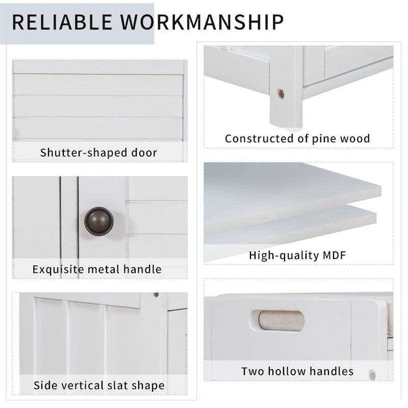 Merax 3 Shutter-shaped Doors Storage Bench with Removable Cushion