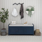 Merax 3 Shutter-shaped Doors Storage Bench with Removable Cushion