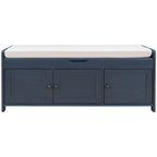 Merax 3 Shutter-shaped Doors Storage Bench with Removable Cushion