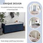 Merax 3 Shutter-shaped Doors Storage Bench with Removable Cushion