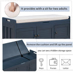 Merax 3 Shutter-shaped Doors Storage Bench with Removable Cushion