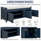 Merax 3 Shutter-shaped Doors Storage Bench with Removable Cushion
