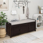 Merax 3 Shutter-shaped Doors Storage Bench with Removable Cushion