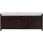 Merax 3 Shutter-shaped Doors Storage Bench with Removable Cushion