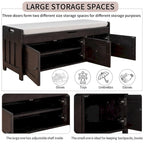 Merax 3 Shutter-shaped Doors Storage Bench with Removable Cushion