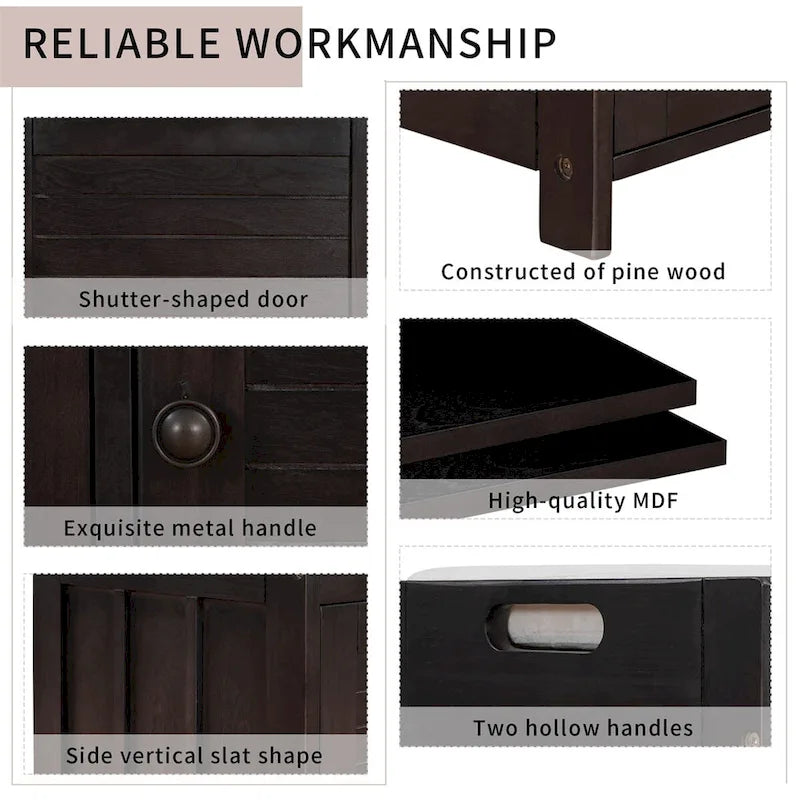 Merax 3 Shutter-shaped Doors Storage Bench with Removable Cushion