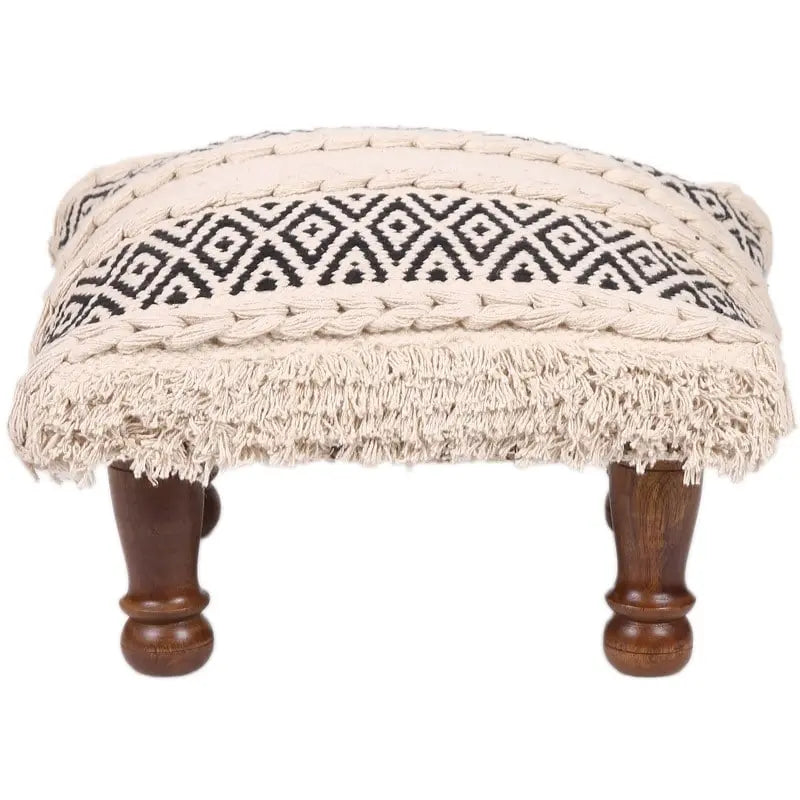 HERAT ORIENTAL Handmade Cotton Dhurrie Upholstered Stool