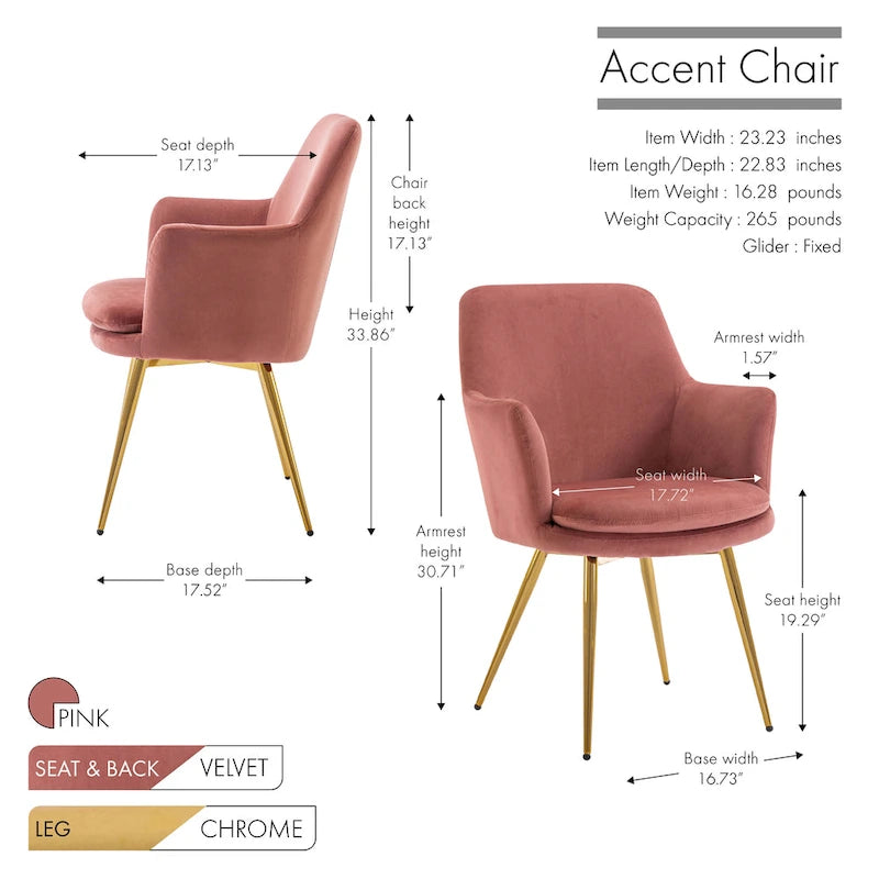 Porthos Home Gemma Velvet and Goldtone Metal Accent Chair