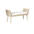 Aderyn Mid-Century Padded Bench with Raised Rattan Arms