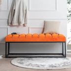 Metal Base Velvet Upholstered Bench for Bedroom Entryway