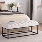Metal Base Velvet Upholstered Bench for Bedroom Entryway