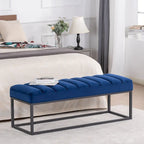 Metal Base Velvet Upholstered Bench for Bedroom Entryway